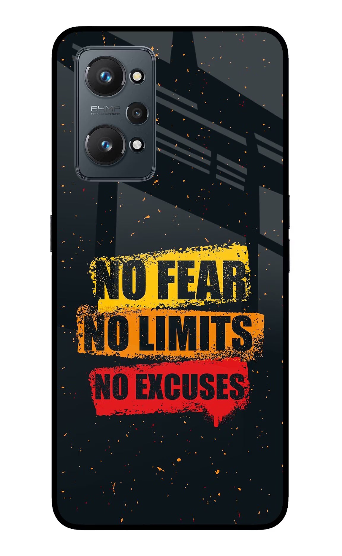 No Fear No Limits No Excuse Realme GT NEO 2/Neo 3T Glass Case Back Cover by Casekaro