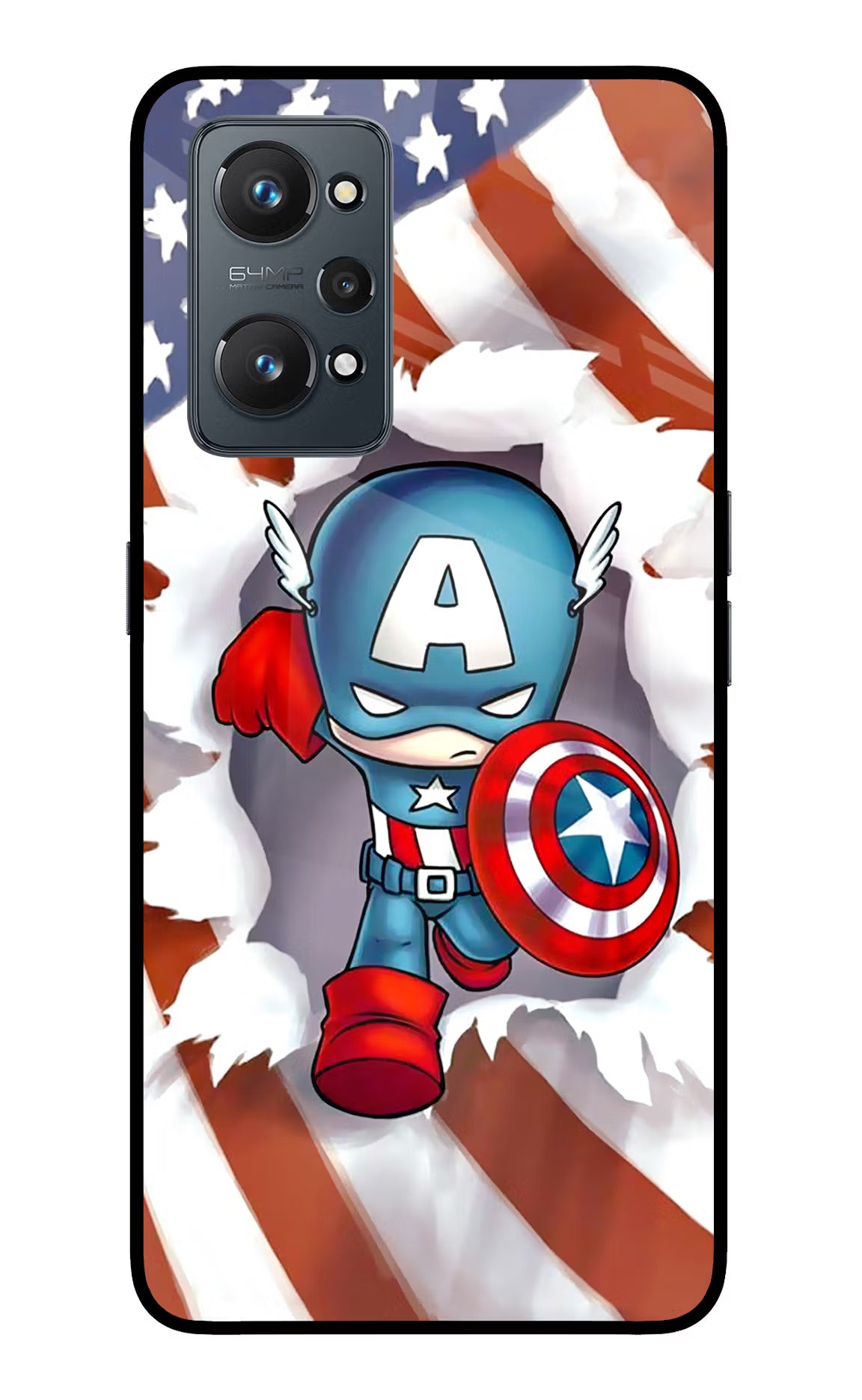 Captain America Realme GT NEO 2/Neo 3T Glass Case Back Cover by Casekaro