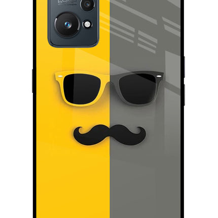 Sunglasses with Mustache Realme GT NEO 2/Neo 3T Glass Case Back Cover by Casekaro