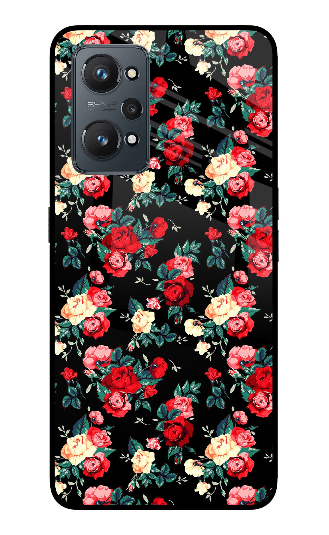 Rose Pattern Realme GT NEO 2/Neo 3T Glass Case Back Cover by Casekaro