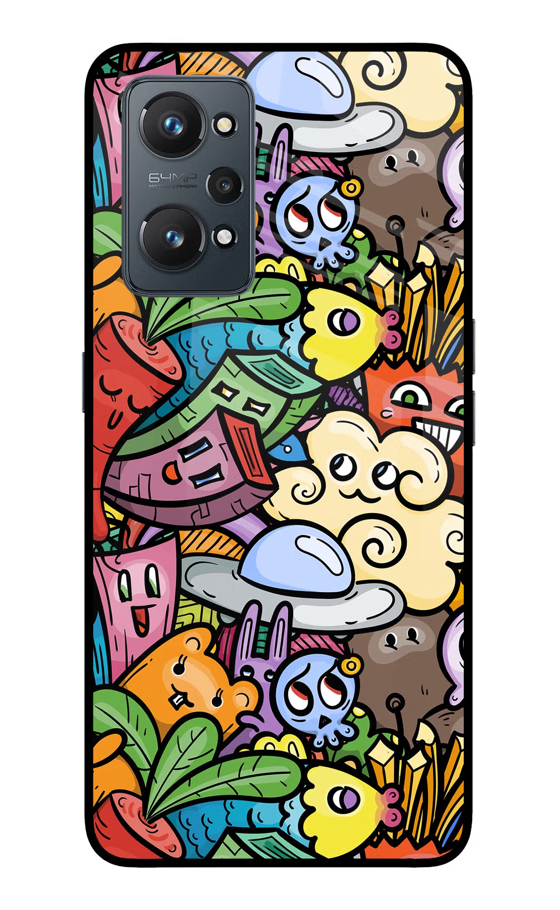 Veggie Doodle Realme GT NEO 2/Neo 3T Glass Case Back Cover by Casekaro