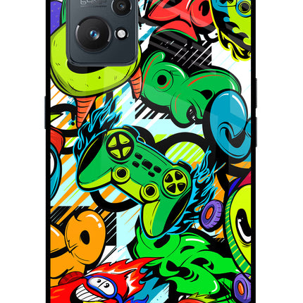Game Doodle Realme GT NEO 2/Neo 3T Glass Case Back Cover by Casekaro