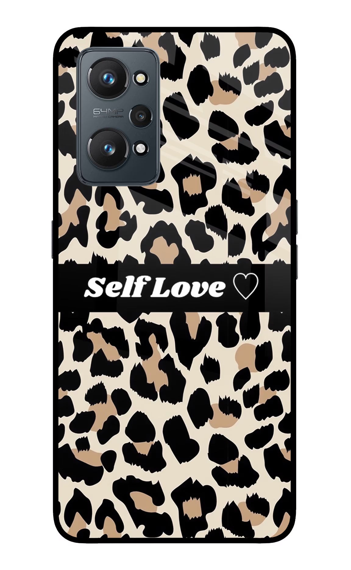 Leopard Print Self Love Realme GT NEO 2/Neo 3T Glass Case Back Cover by Casekaro