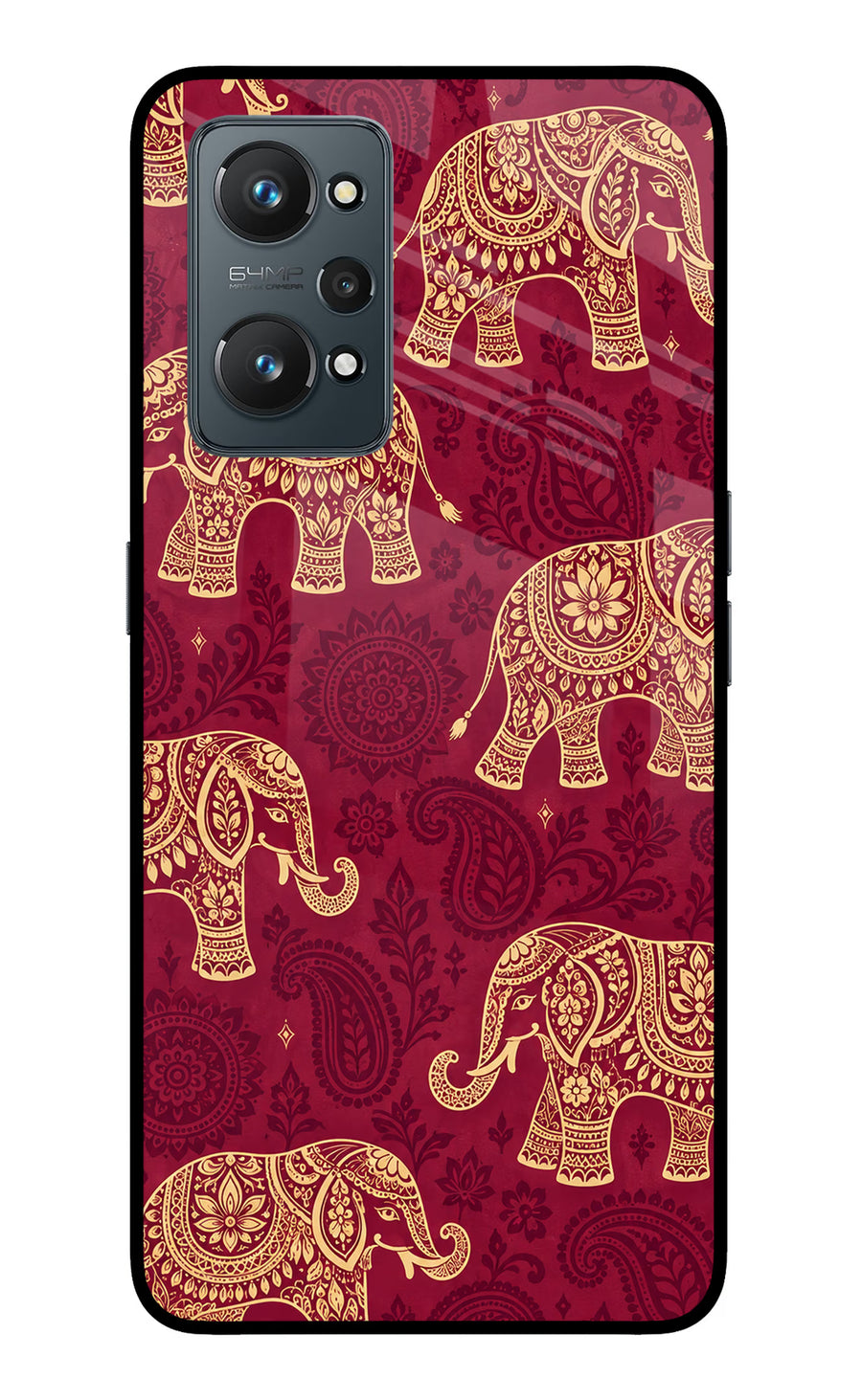 Maroon Elephant Realme GT NEO 2/Neo 3T Back Cover, Glass case