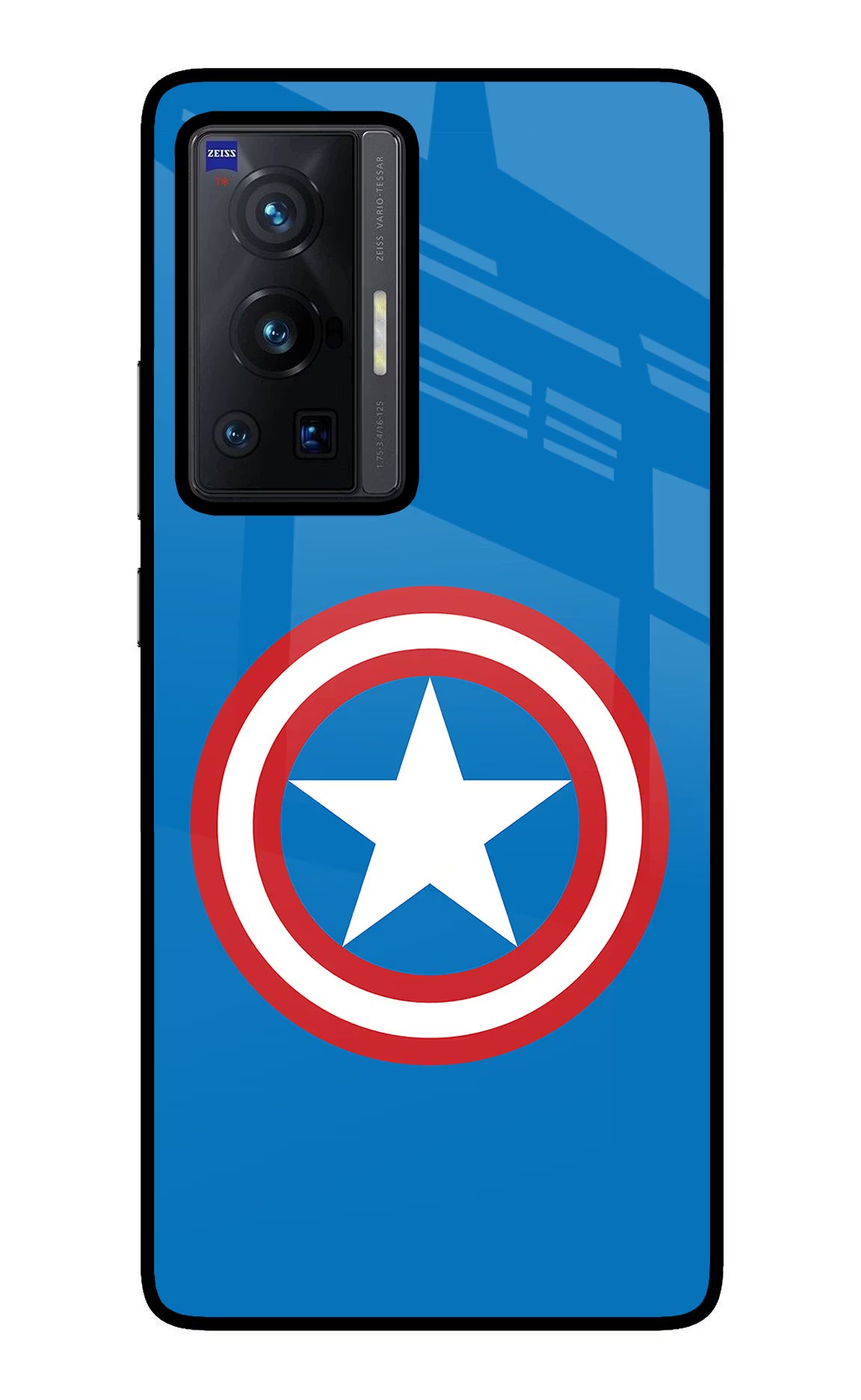 Captain America Logo Vivo X70 Pro Glass Case Back Cover by Casekaro