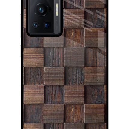 Wooden Cube Design Vivo X70 Pro Glass Case Back Cover by Casekaro