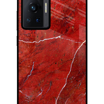 Red Marble Design Vivo X70 Pro Glass Case Back Cover by Casekaro