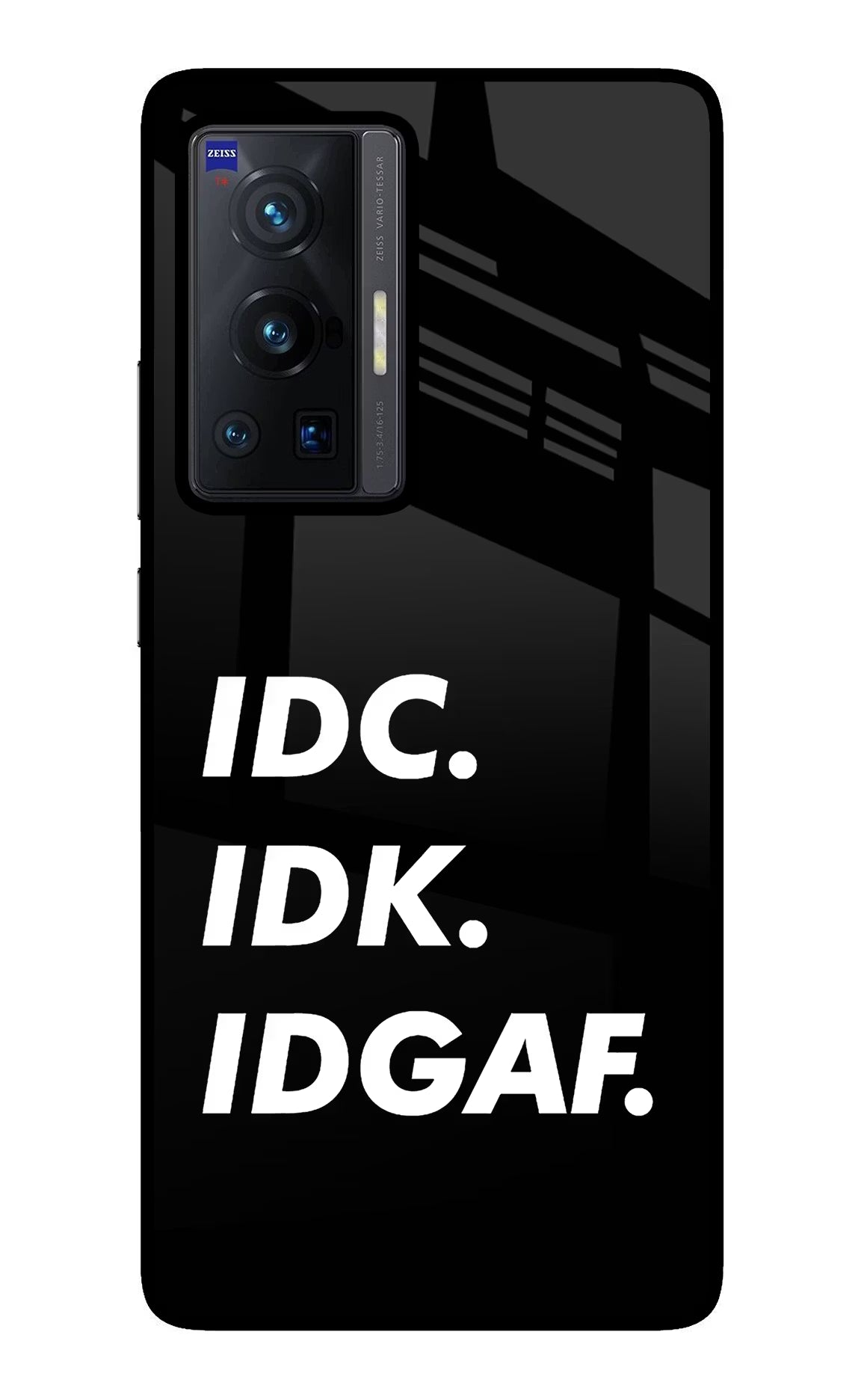 Idc Idk Idgaf Vivo X70 Pro Glass Case Back Cover by Casekaro