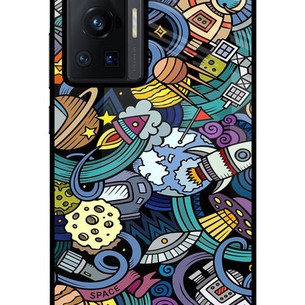 Space Abstract Vivo X70 Pro Glass Case Back Cover by Casekaro