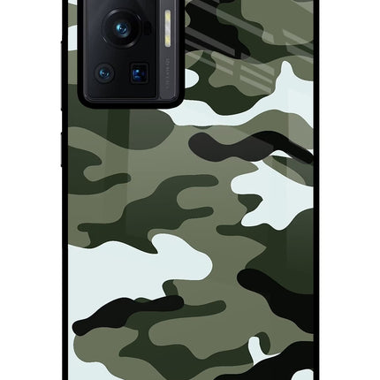 Camouflage Vivo X70 Pro Glass Case Back Cover by Casekaro