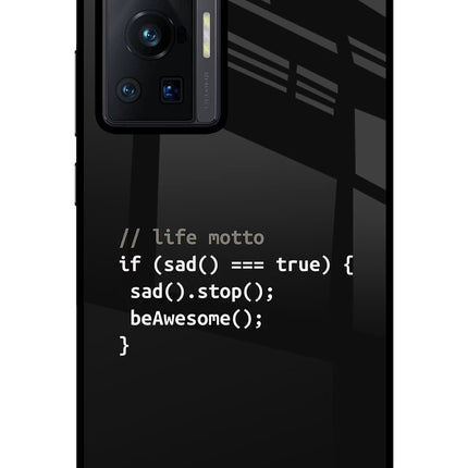 Life Motto Code Vivo X70 Pro Glass Case Back Cover by Casekaro