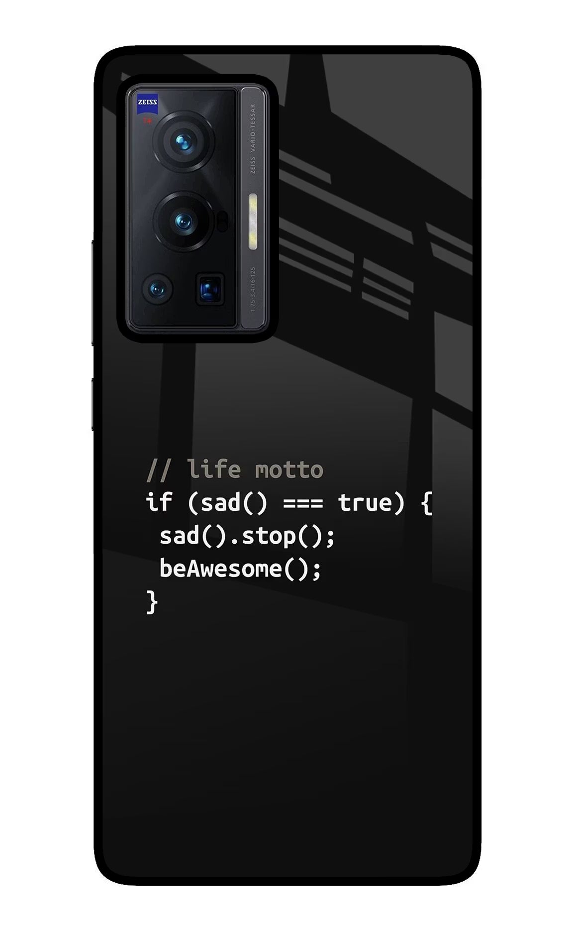 Life Motto Code Vivo X70 Pro Glass Case Back Cover by Casekaro