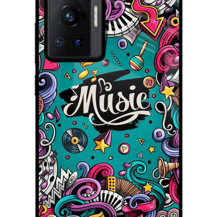 Music Graffiti Vivo X70 Pro Glass Case Back Cover by Casekaro