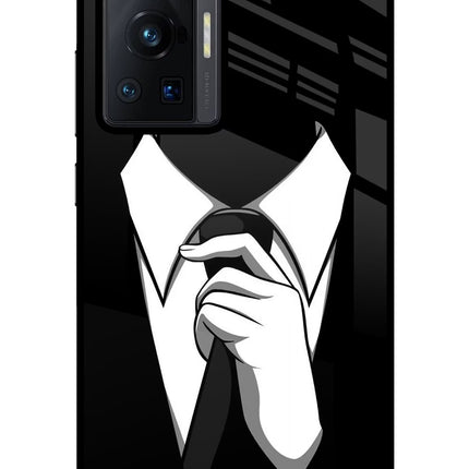 Black Tie Vivo X70 Pro Glass Case Back Cover by Casekaro