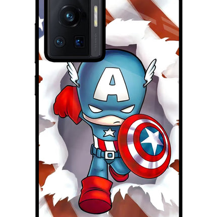 Captain America Vivo X70 Pro Glass Case Back Cover by Casekaro