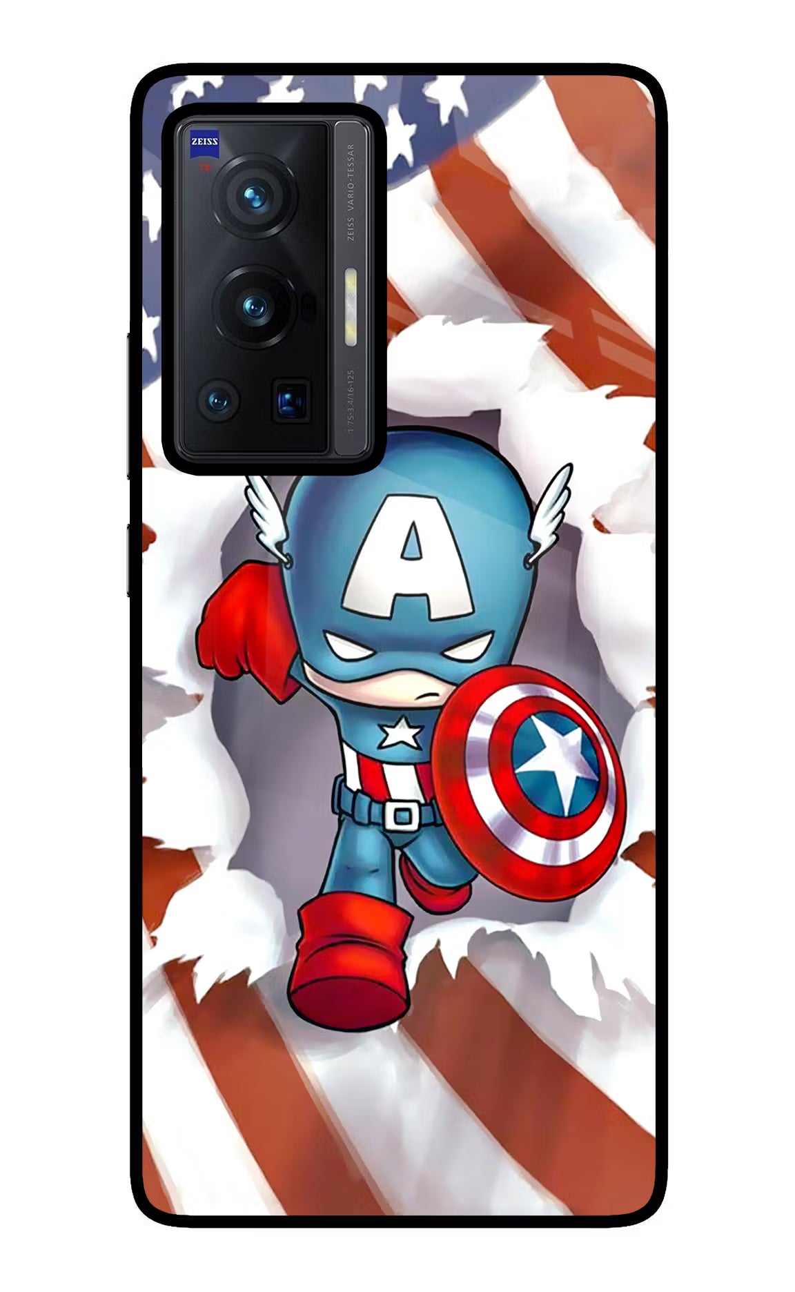 Captain America Vivo X70 Pro Glass Case Back Cover by Casekaro