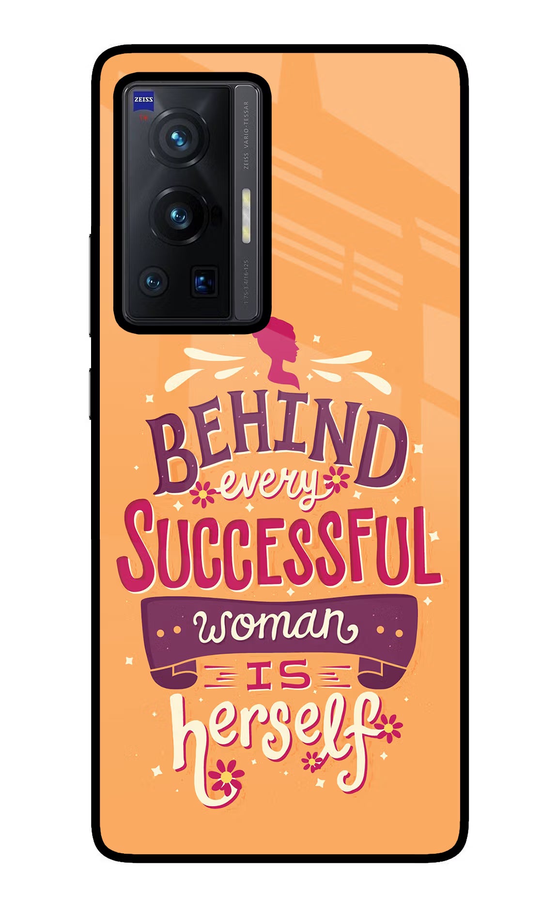 Behind Every Successful Woman There Is Herself Vivo X70 Pro Glass Case Back Cover by Casekaro