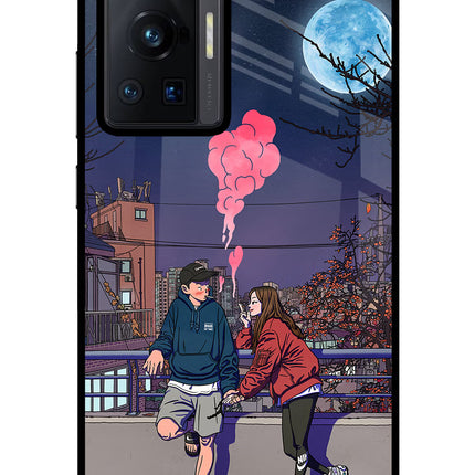 Chilling Couple Vivo X70 Pro Glass Case Back Cover by Casekaro