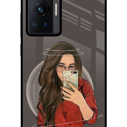 Selfie Queen Vivo X70 Pro Glass Case Back Cover by Casekaro