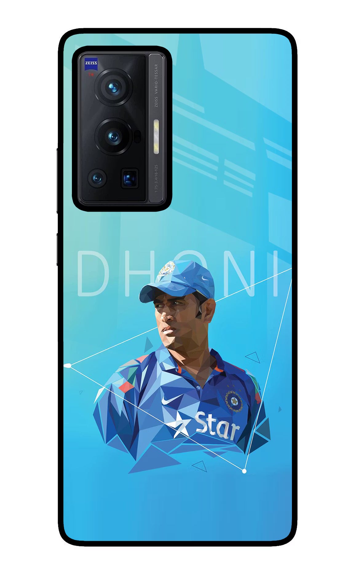Dhoni Artwork Vivo X70 Pro Glass Case Back Cover by Casekaro