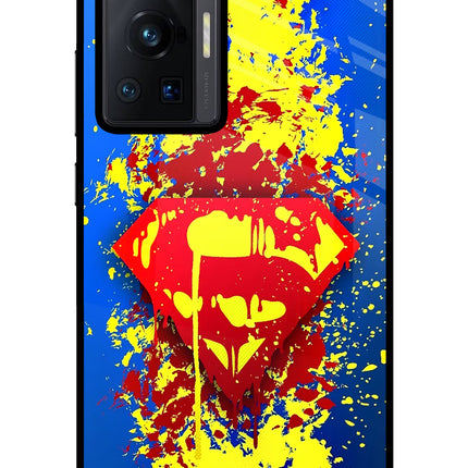 Superman logo Vivo X70 Pro Glass Case Back Cover by Casekaro