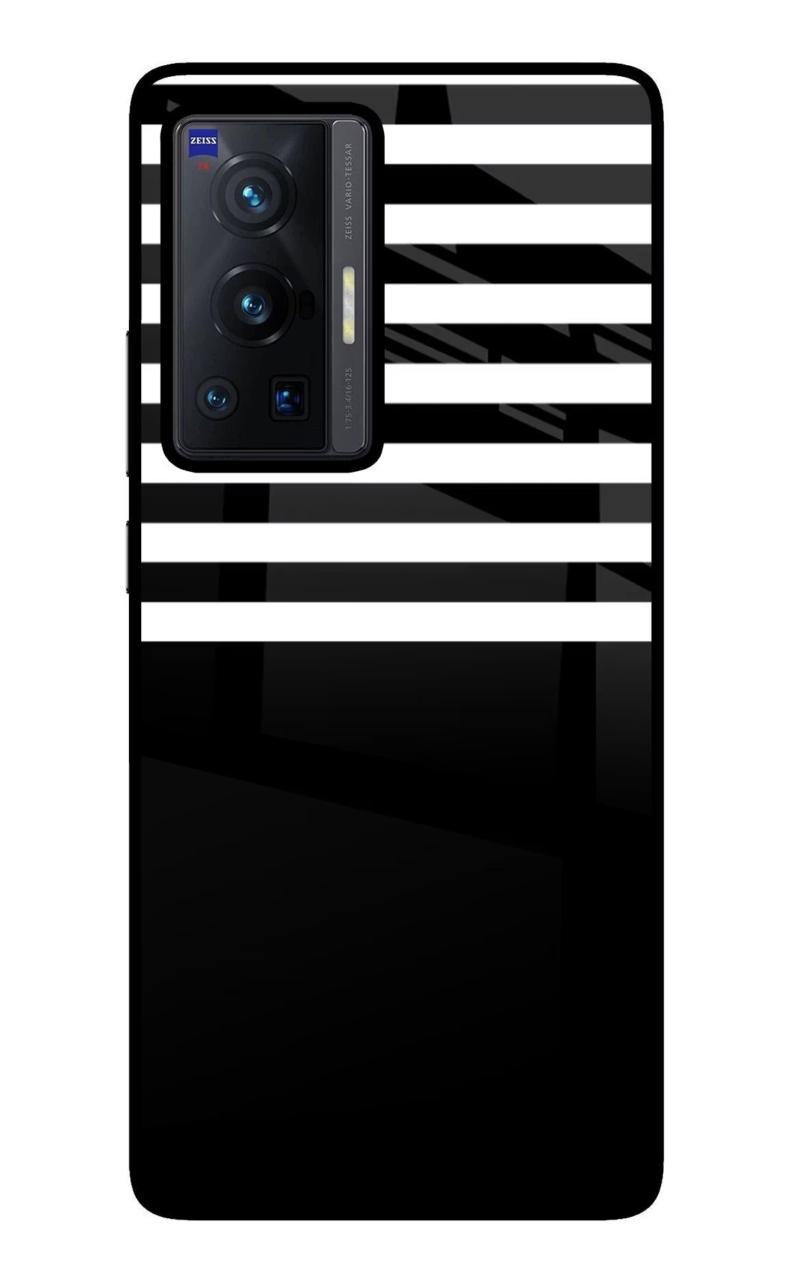 Black and White Print Vivo X70 Pro Glass Case Back Cover by Casekaro