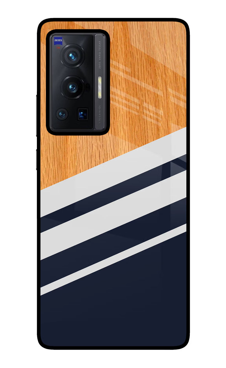 Blue and white wooden Vivo X70 Pro Back Cover, Glass case