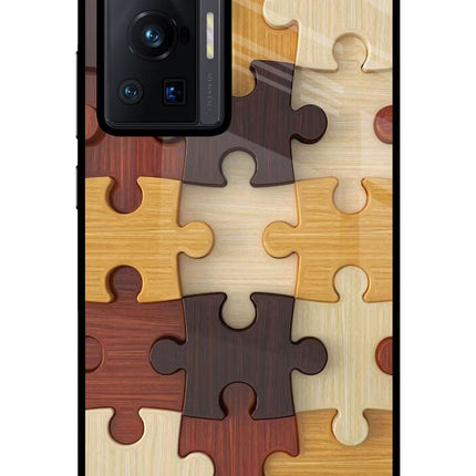Wooden Puzzle Vivo X70 Pro Glass Case Back Cover by Casekaro