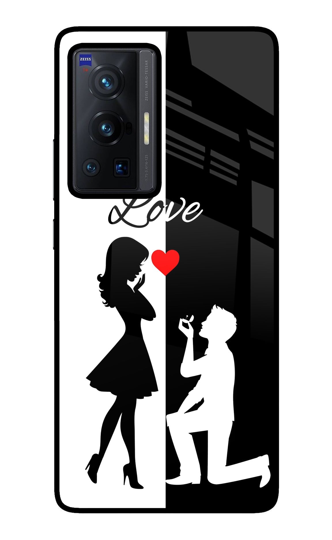 Love Propose Black And White Vivo X70 Pro Glass Case