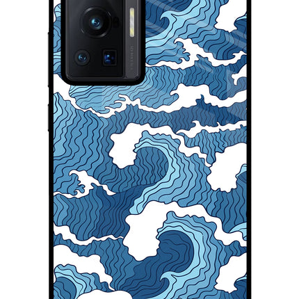 Blue Waves Vivo X70 Pro Glass Case Back Cover by Casekaro