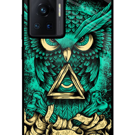 Green Owl Vivo X70 Pro Glass Case Back Cover by Casekaro