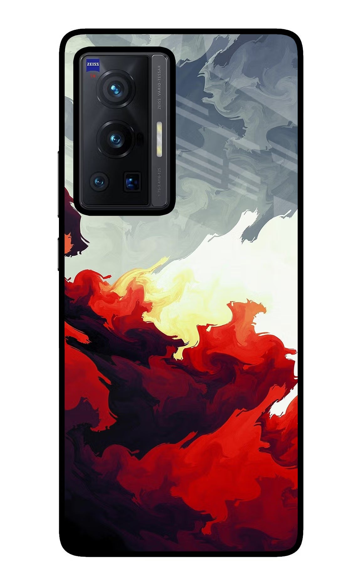 Fire Cloud Vivo X70 Pro Glass Case Back Cover by Casekaro