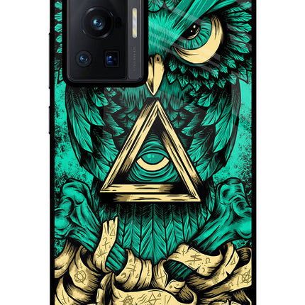 Green Owl Vivo X70 Pro Glass Case Back Cover by Casekaro