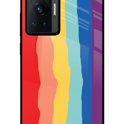 Rainbow Vivo X70 Pro Glass Case Back Cover by Casekaro