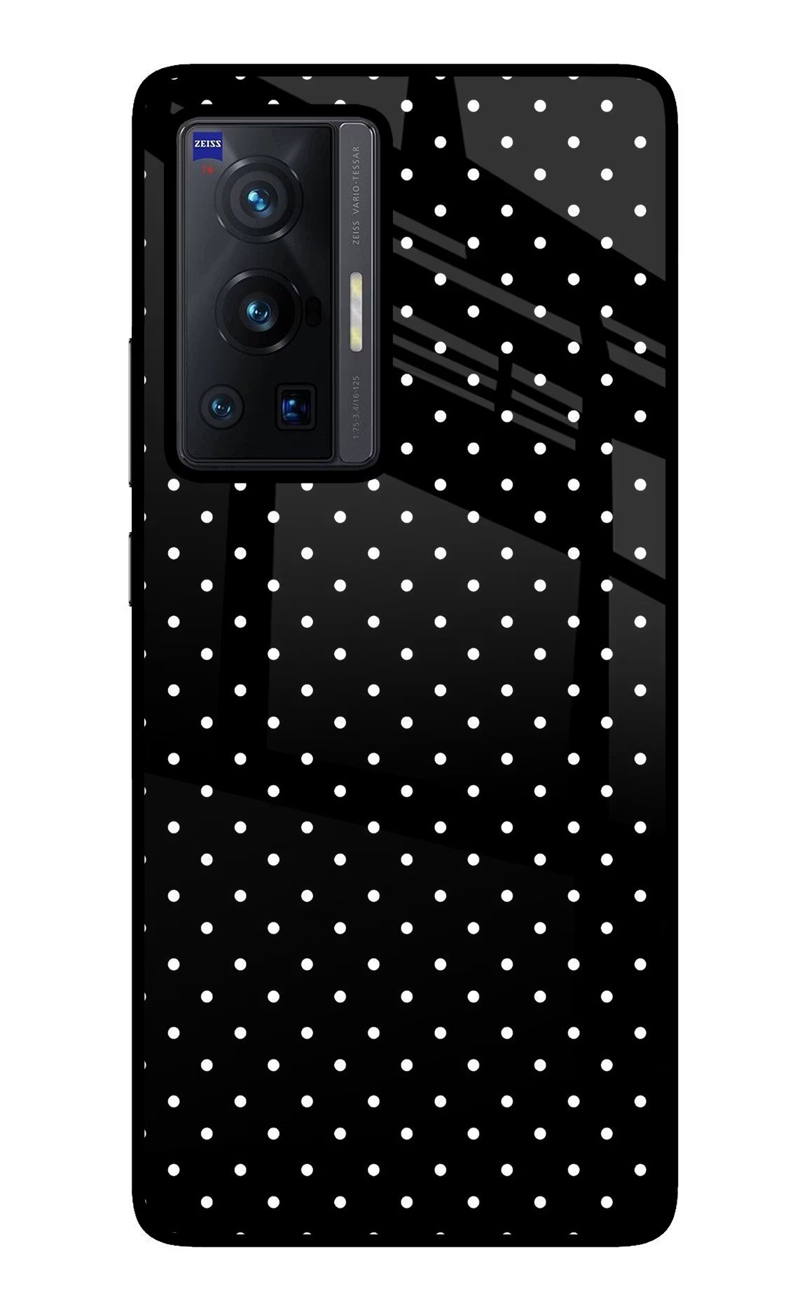 White Dots Vivo X70 Pro Glass Case Back Cover by Casekaro