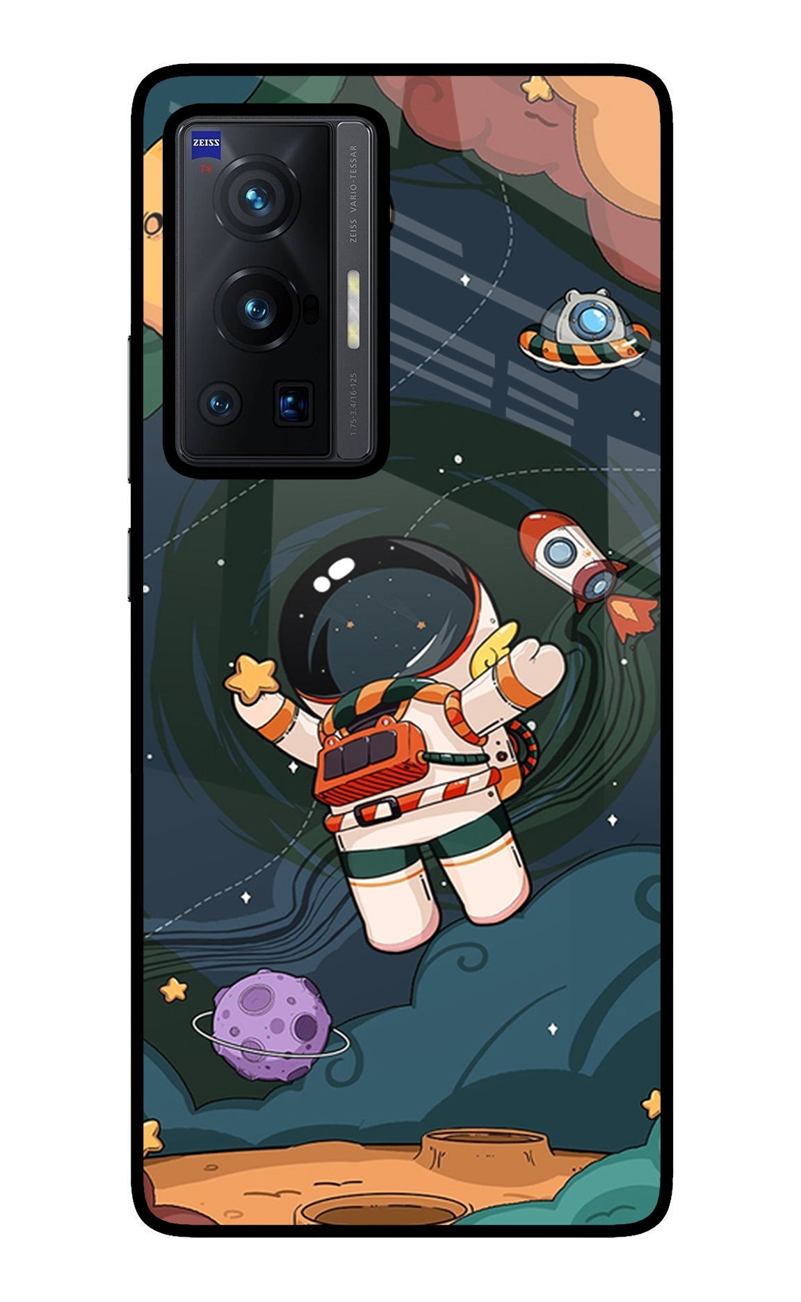 Cartoon Astronaut Vivo X70 Pro Glass Case