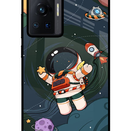 Cartoon Astronaut Vivo X70 Pro Glass Case
