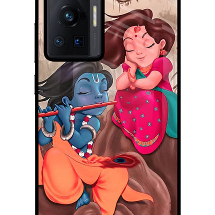 Radhe Krishna Vivo X70 Pro Glass Case Back Cover by Casekaro
