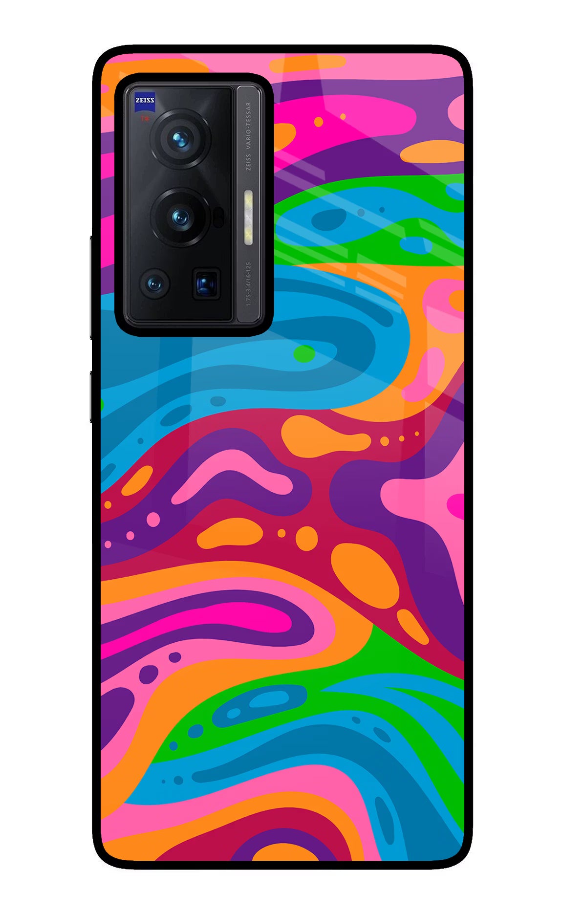 Trippy Pattern Vivo X70 Pro Glass Case Back Cover by Casekaro