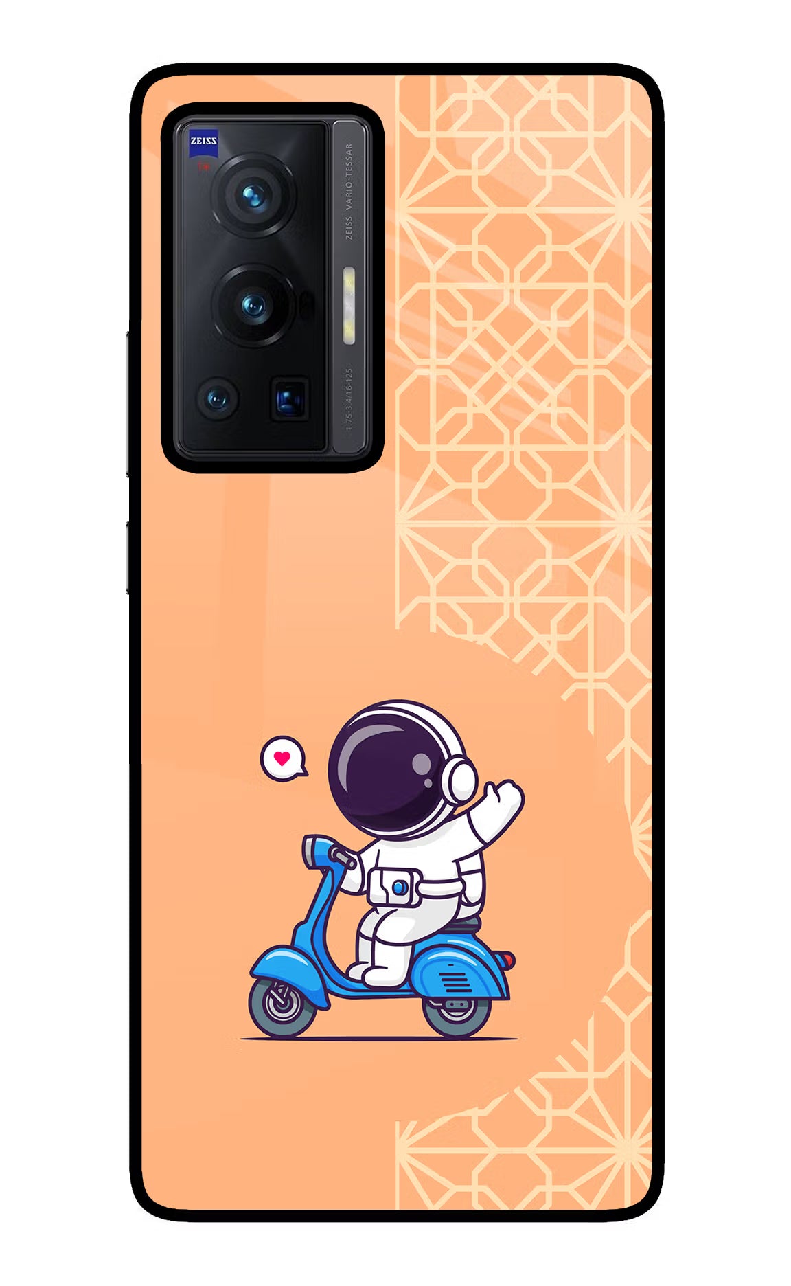 Cute Astronaut Riding Vivo X70 Pro Glass Case Back Cover by Casekaro