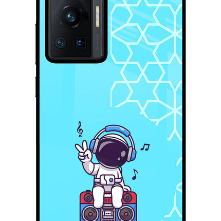 Cute Astronaut Chilling Vivo X70 Pro Glass Case Back Cover by Casekaro