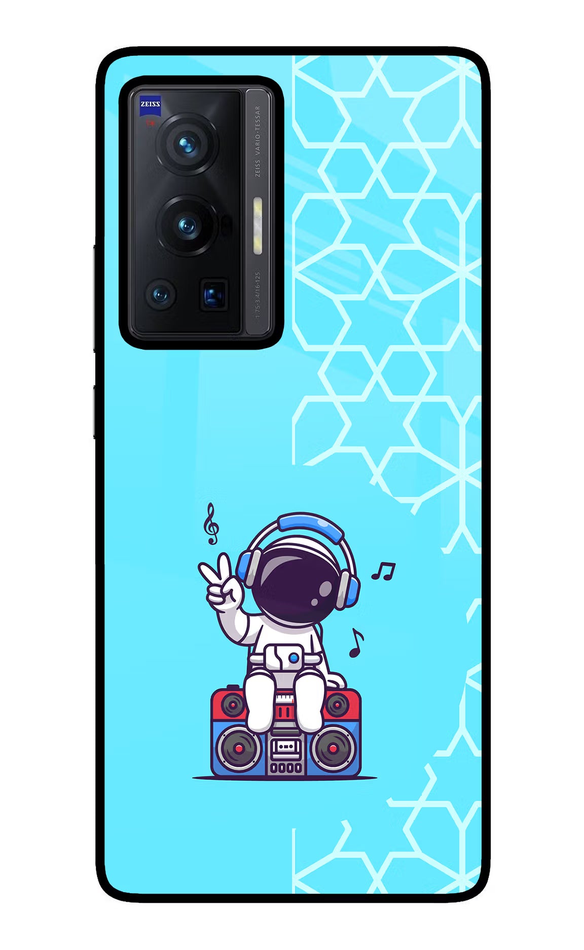 Cute Astronaut Chilling Vivo X70 Pro Glass Case Back Cover by Casekaro