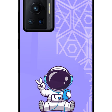 Cute Astronaut Chilling Vivo X70 Pro Glass Case Back Cover by Casekaro