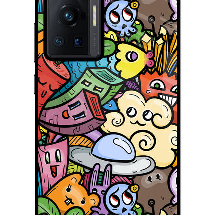 Veggie Doodle Vivo X70 Pro Glass Case Back Cover by Casekaro