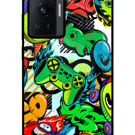 Game Doodle Vivo X70 Pro Glass Case Back Cover by Casekaro