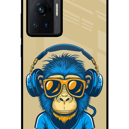 Monkey Headphone Vivo X70 Pro Glass Case Back Cover by Casekaro