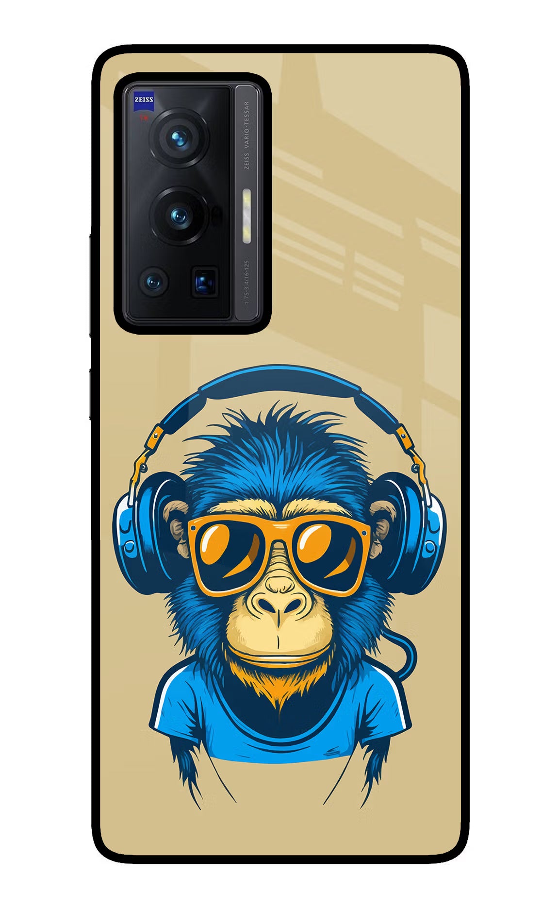 Monkey Headphone Vivo X70 Pro Glass Case Back Cover by Casekaro
