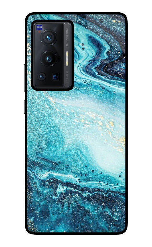 Blue Glitter Marble Vivo X70 Pro Glass Case