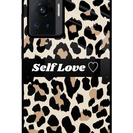 Leopard Print Self Love Vivo X70 Pro Glass Case Back Cover by Casekaro