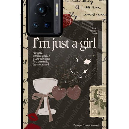 I am just a girl Vivo X70 Pro Glass Case Back Cover by Casekaro